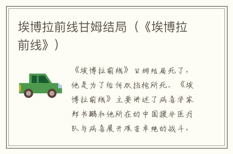 埃博拉前线甘姆结局（《埃博拉前线》）