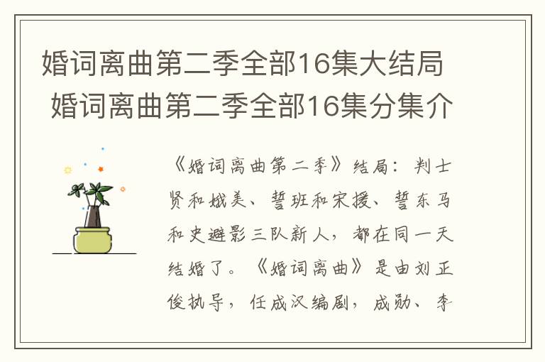婚词离曲第二季全部16集大结局 婚词离曲第二季全部16集分集介绍