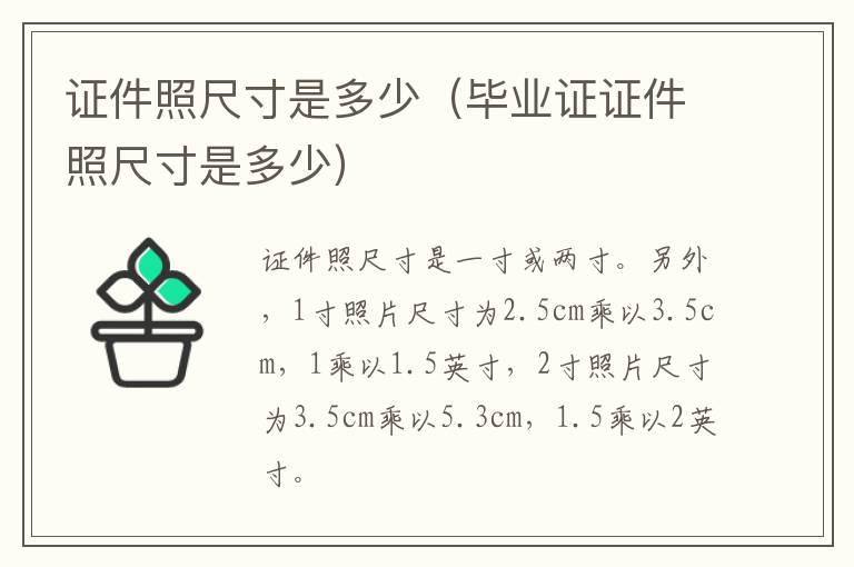 证件照尺寸是多少（毕业证证件照尺寸是多少）