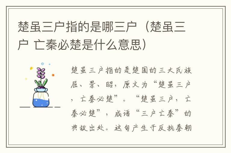 楚虽三户指的是哪三户（楚虽三户 亡秦必楚是什么意思）