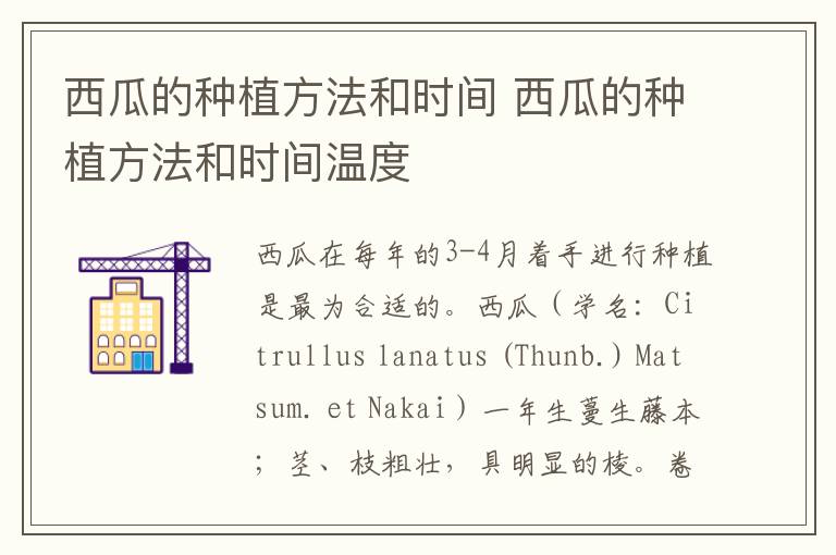 西瓜的种植方法和时间 西瓜的种植方法和时间温度