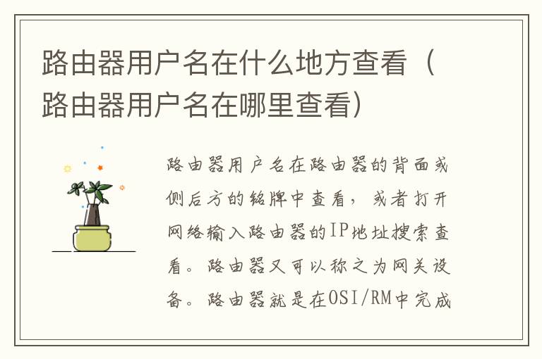 路由器用户名在什么地方查看（路由器用户名在哪里查看）