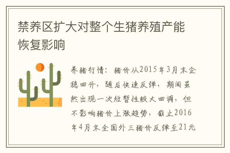 禁养区扩大对整个生猪养殖产能恢复影响