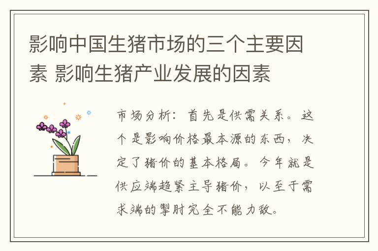 影响中国生猪市场的三个主要因素 影响生猪产业发展的因素
