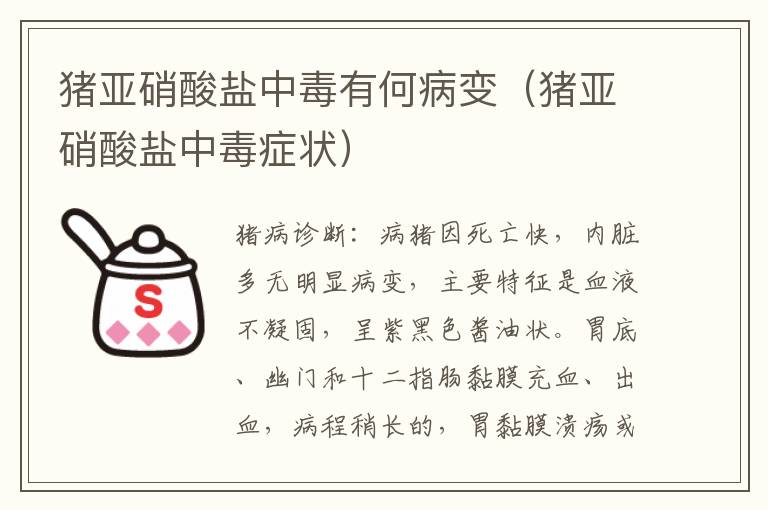 猪亚硝酸盐中毒有何病变（猪亚硝酸盐中毒症状）
