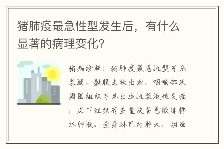 猪肺疫最急性型发生后，有什么显著的病理变化？