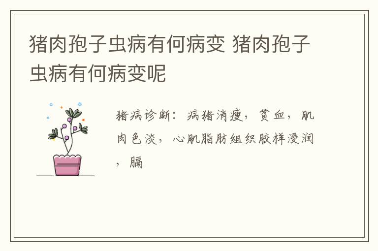 猪肉孢子虫病有何病变 猪肉孢子虫病有何病变呢