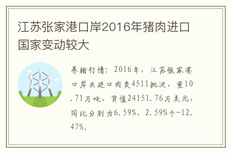 江苏张家港口岸2016年猪肉进口国家变动较大