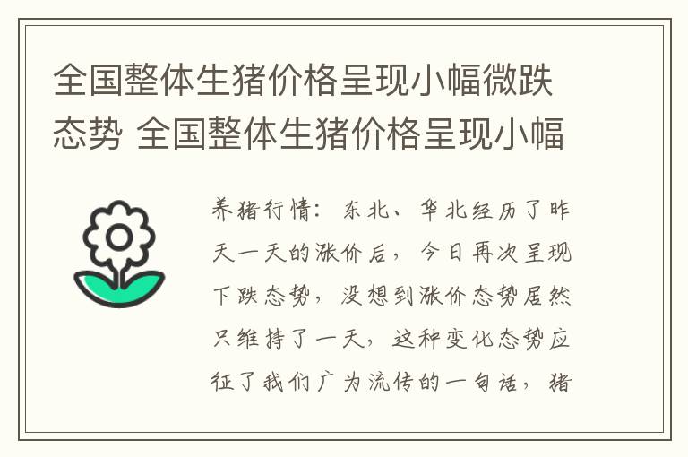 全国整体生猪价格呈现小幅微跌态势 全国整体生猪价格呈现小幅微跌态势的变化