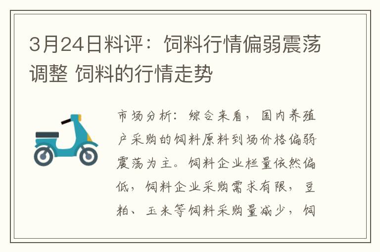 3月24日料评：饲料行情偏弱震荡调整 饲料的行情走势