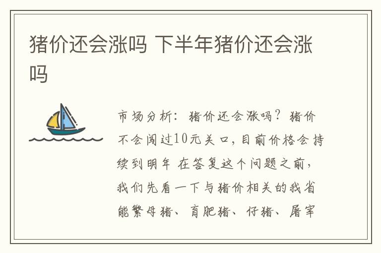 猪价还会涨吗 下半年猪价还会涨吗