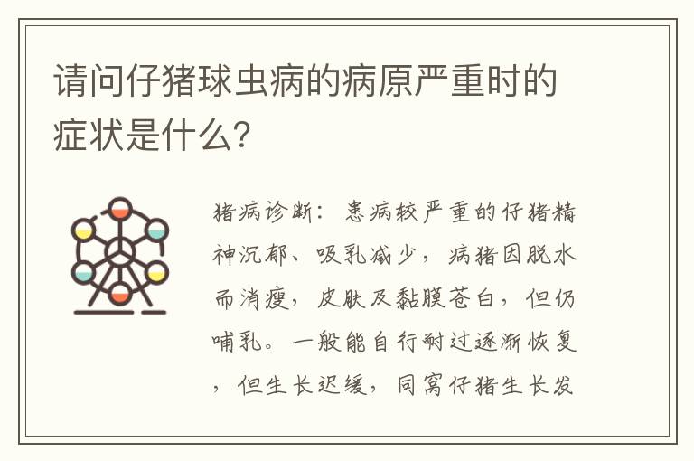 请问仔猪球虫病的病原严重时的症状是什么？