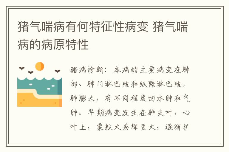 猪气喘病有何特征性病变 猪气喘病的病原特性