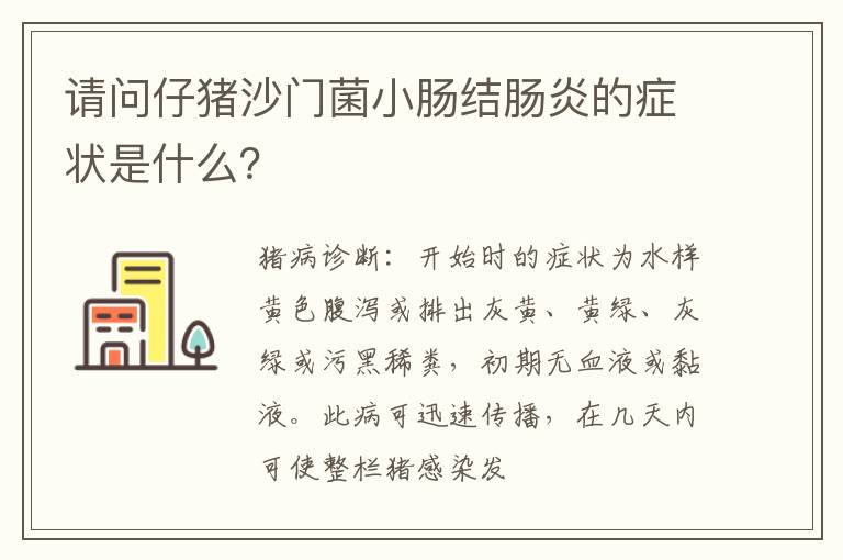 请问仔猪沙门菌小肠结肠炎的症状是什么？
