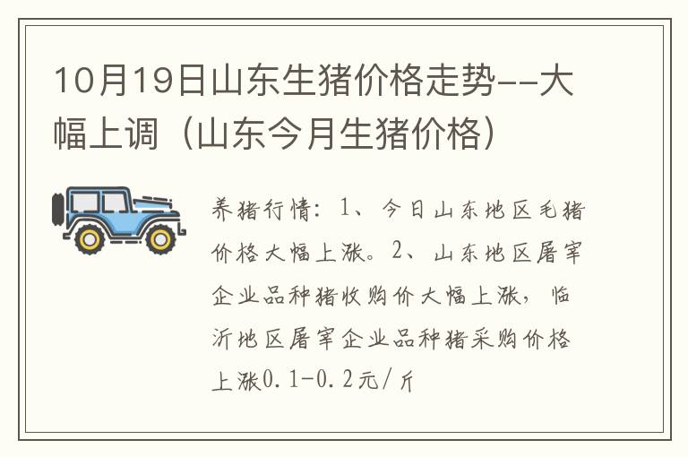 10月19日山东生猪价格走势--大幅上调(山东今月生猪价格)