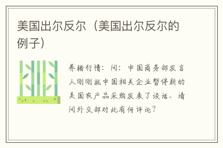 美国出尔反尔（美国出尔反尔的例子）