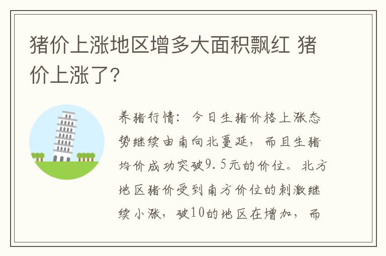 猪价上涨地区增多大面积飘红 猪价上涨了?