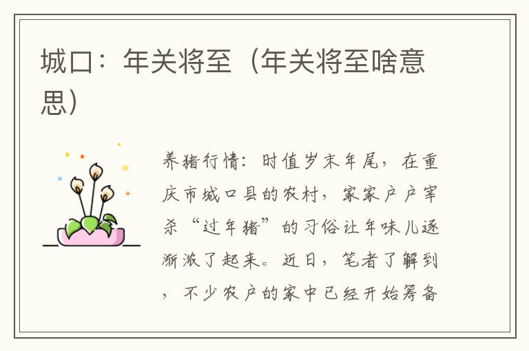 城口：年关将至（年关将至啥意思）