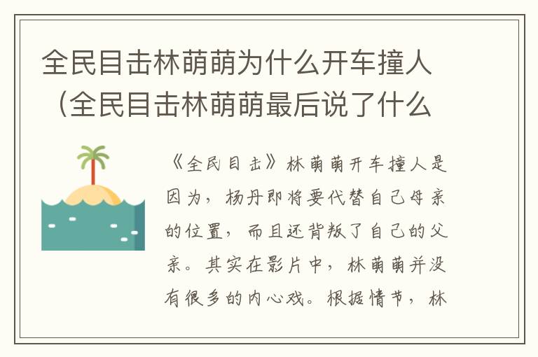 全民目击林萌萌为什么开车撞人(全民目击林萌萌最后说了什么)