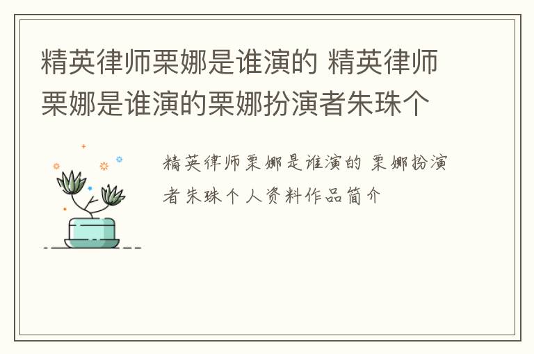 精英律师栗娜是谁演的 精英律师栗娜是谁演的栗娜扮演者朱珠个人资料作品简介
