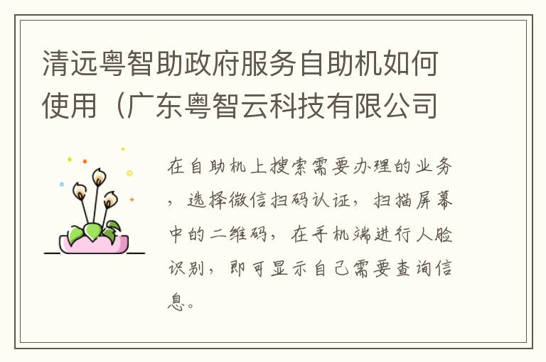 清远粤智助政府服务自助机如何使用（广东粤智云科技有限公司）