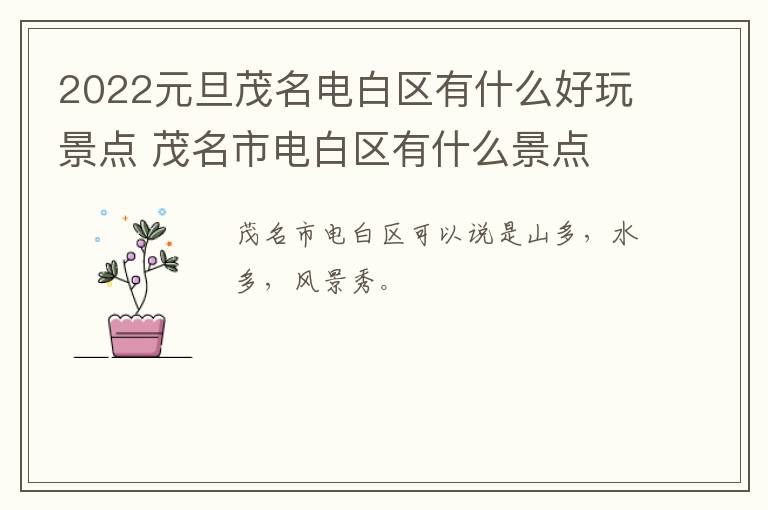 2022元旦茂名电白区有什么好玩景点 茂名市电白区有什么景点