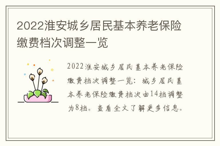 2022淮安城乡居民基本养老保险缴费档次调整一览