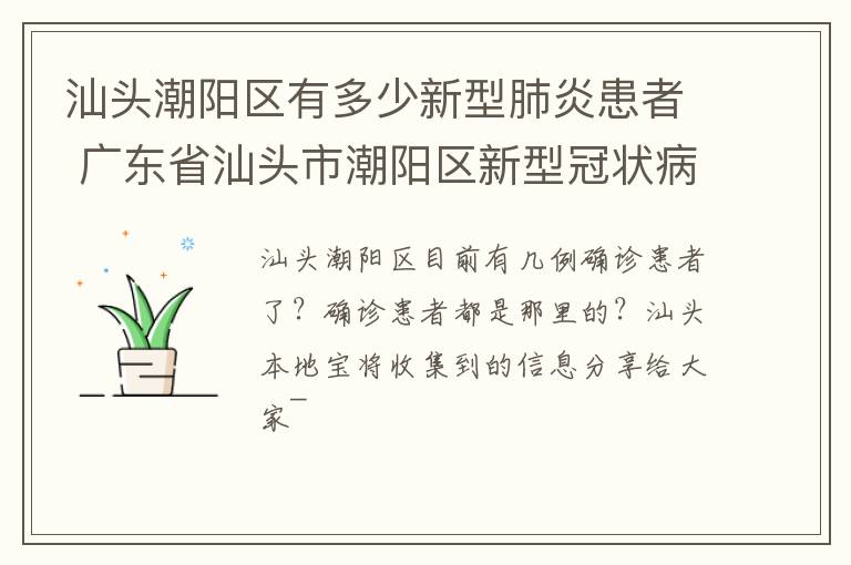汕头潮阳区有多少新型肺炎患者 广东省汕头市潮阳区新型冠状病毒