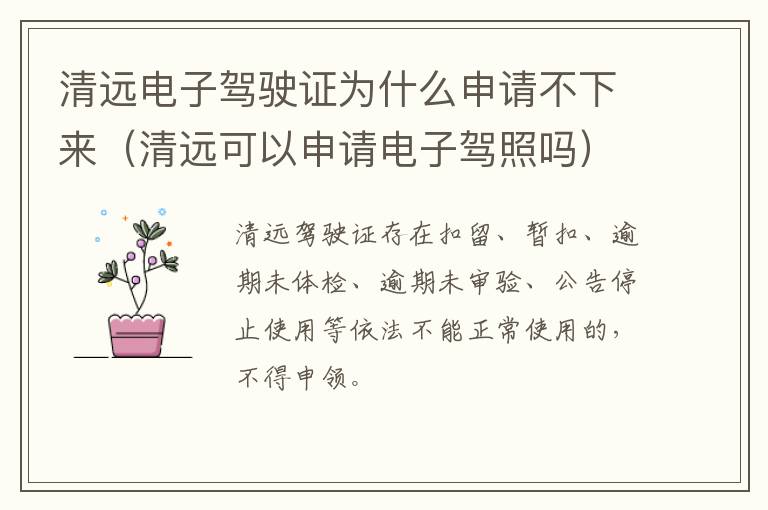 清远电子驾驶证为什么申请不下来（清远可以申请电子驾照吗）