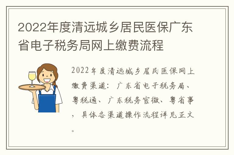 2022年度清远城乡居民医保广东省电子税务局网上缴费流程