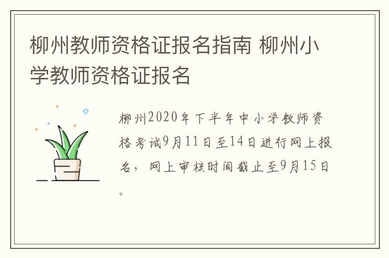 柳州教师资格证报名指南 柳州小学教师资格证报名