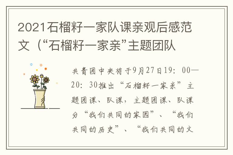 2021石榴籽一家队课亲观后感范文（“石榴籽一家亲”主题团队课观后感）