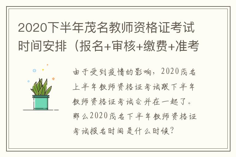2020下半年茂名教师资格证考试时间安排（报名+审核+缴费+准考证打印）
