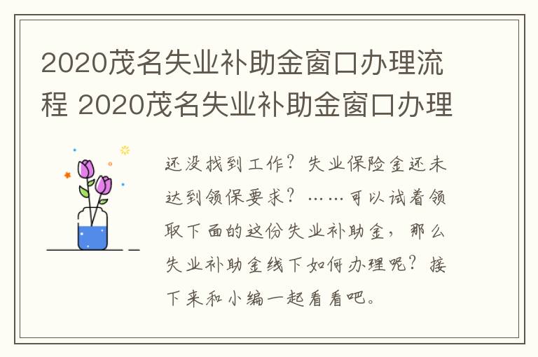 2020茂名失业补助金窗口办理流程 2020茂名失业补助金窗口办理流程图