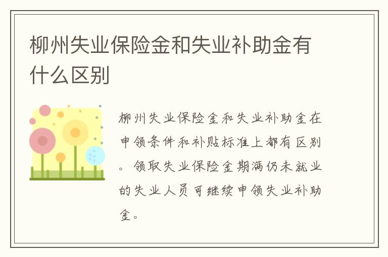 柳州失业保险金和失业补助金有什么区别