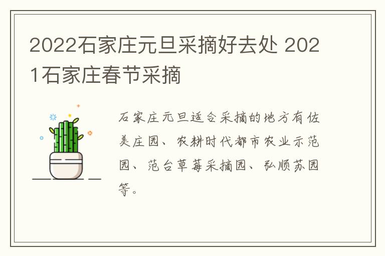 2022石家庄元旦采摘好去处 2021石家庄春节采摘