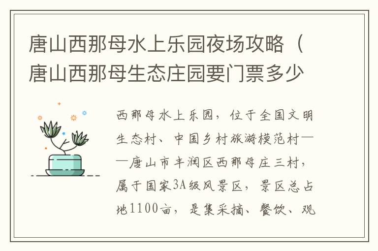 唐山西那母水上乐园夜场攻略（唐山西那母生态庄园要门票多少钱）