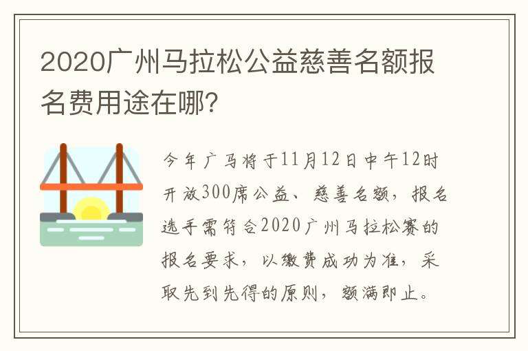 2020广州马拉松公益慈善名额报名费用途在哪？