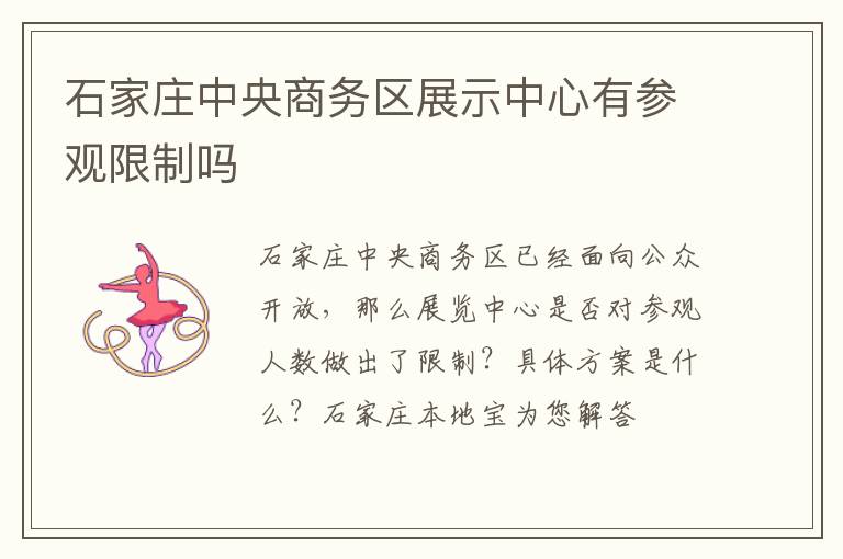 石家庄中央商务区展示中心有参观限制吗