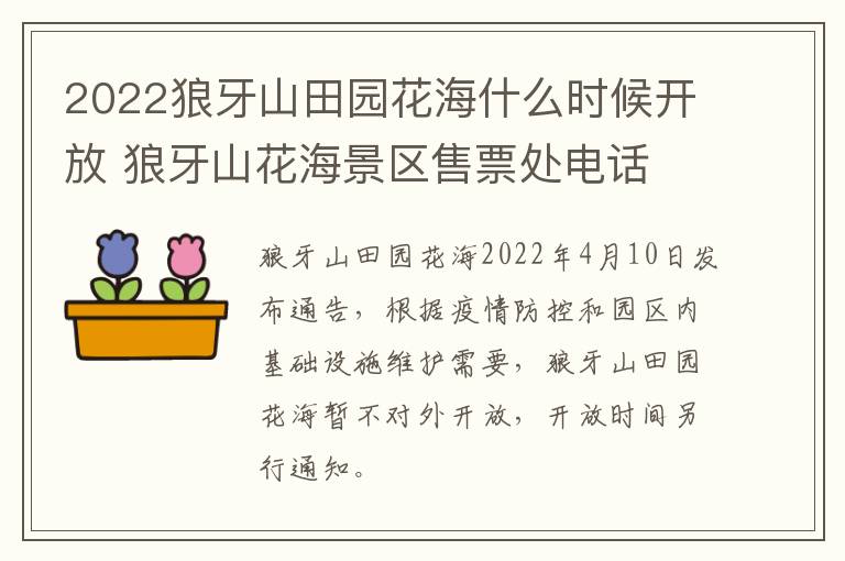 2022狼牙山田园花海什么时候开放 狼牙山花海景区售票处电话